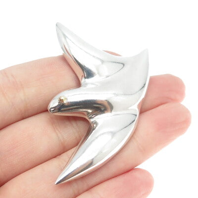 925 Sterling Silver 2-Tone Vintage Mexico Swallow Bird Pin Brooch / Pendant