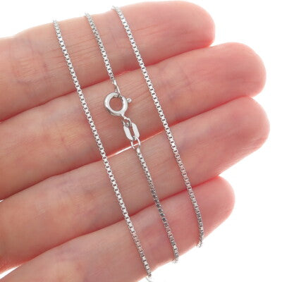 925 Sterling Silver Italy Box Chain Necklace 20"