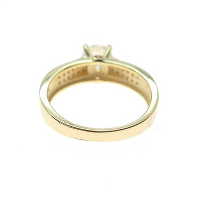925 Sterling Silver Gold Plated Round-Cut C Z Engagement Ring Size 7.5