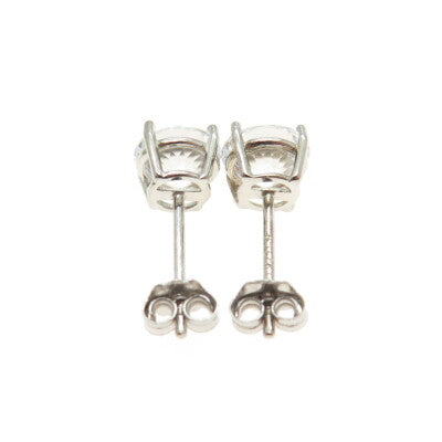 DEE BERKLEY JEWELRY 925 Sterling Silver Round-Cut Shaped C Z Stud Earrings