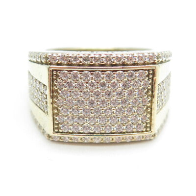 925 Sterling Silver Gold Plated Pave C Z Ring Size 10.25