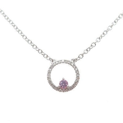 CLYDE DUNEIER CID 925 Sterling Real Diamond Sapphire Circle of Life Necklace 18"