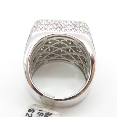 925 Sterling Silver Pave C Z Domed Ring Size 11.25