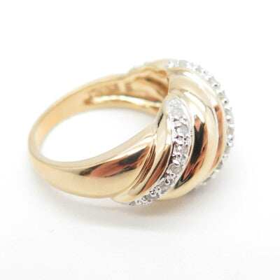 ROSS SIMONS 925 Sterling Silver Gold Plated Real Round-Cut Diamond Ring Size 6