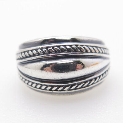 925 Sterling Silver Vintage Twisted Rope Dome Ring Size 7.5
