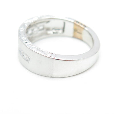 P. NINA 925 Sterling Silver 2-Tone Round-Cut Shaped C Z Ring Size 10