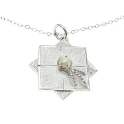 RCH-KING 925 Sterling Silver Vintage Real Pearl Rolo Chain Necklace 14"
