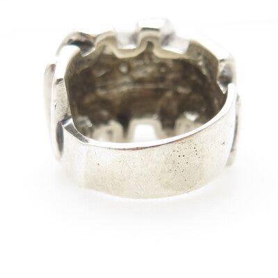925 Sterling Silver Vintage Modernist Statement Ring Size 7