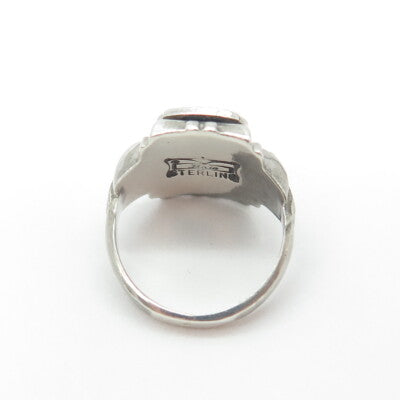 BALE Boston 925 Sterling Silver Vintage Enamel Veritas PEB School Ring Size 4