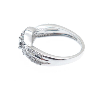 925 Sterling Silver Round-Cut C Z Infinity Twisted Promise Ring Size 7