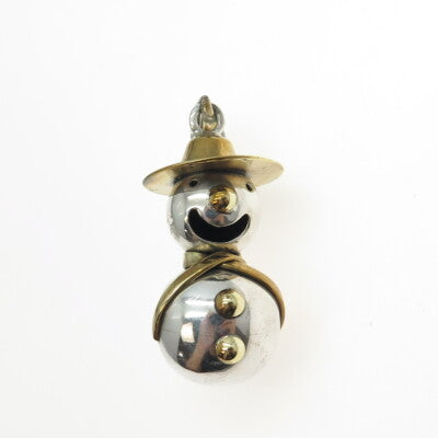 925 Sterling Silver 2-Tone Antique Art Deco Mexico Snowman Pendant