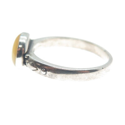 CAROLYN POLLACK 925 Sterling Silver Vintage Real MOP Oxidized Ring Size 8.25