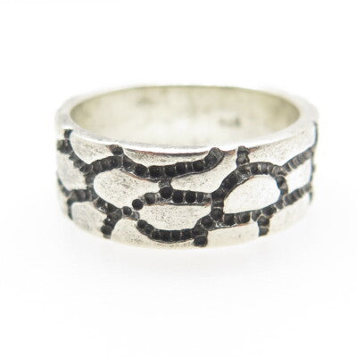 925 Sterling Silver Vintage Desert Crack Band Ring Size 10
