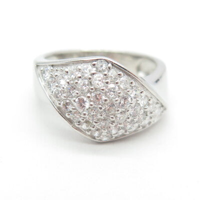 925 Sterling Silver Pave C Z Ring Size 8.25