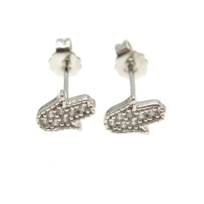925 Sterling Silver Round-Cut C Z Hamsa Amulet Stud Earrings