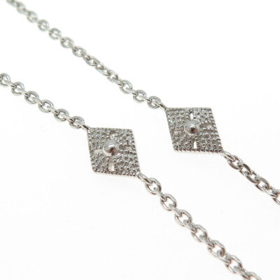 925 Sterling Silver Floral Rhombus By The Yard Chain Necklace 18"