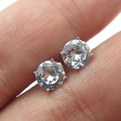 DBJ DEE BERKLEY 925 Sterling Silver Round-Cut Shaped C Z Stud Earrings