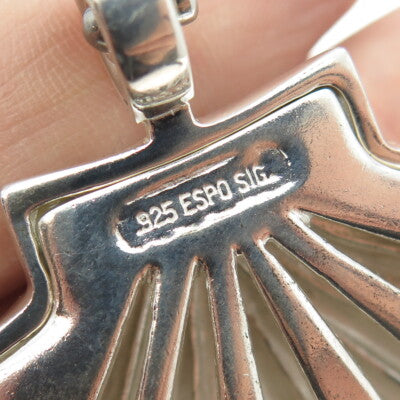 J. ESPOSITO 925 Sterling Silver Vintage Shell Snap Pendant