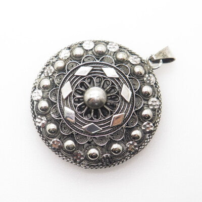 925 Sterling Silver Vintage Filigree Ethnic Pendant