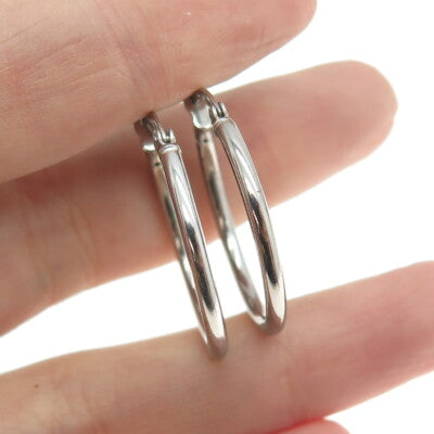 925 Sterling Silver Tube Hoop Earrings