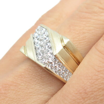 925 Sterling Silver Gold Plated Round-Cut Shaped C Z Ring Size 10.25