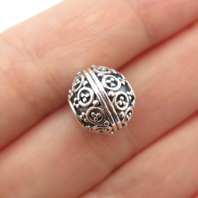 925 Sterling Silver Granulated Ornate Ball Slide Bead Charm