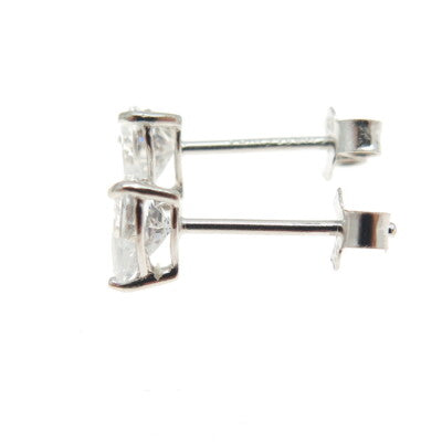 925 Sterling Silver Heart-Cut Shaped White C Z Stud Earrings