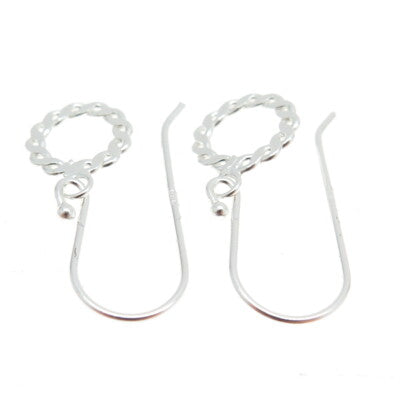 925 Sterling Silver Twisted Rope Circle Dangling Earrings