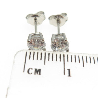 925 Sterling Silver Round-Cut C Z Stud Earrings