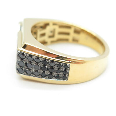 925 Sterling Silver Gold Plated Black C Z Ring Size 10
