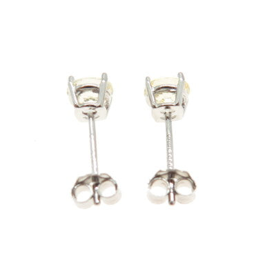 925 Sterling Silver Round-Cut Shaped Canary C Z Stud Earrings