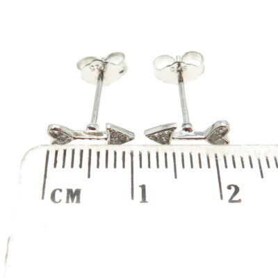 925 Sterling Silver Round-Cut C Z Cupid Arrow Stud Earrings
