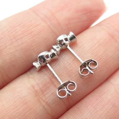 DBJ DEE BERKLE 925 Sterling Silver Round-Cut Purple C Z Candy Stud Earrings