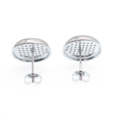 925 Sterling Silver Round-Cut C Z Sparkle Disc Stud Earrings