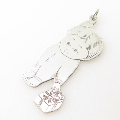 LUNT 925 Sterling Silver Vintage Boy w/ Gift Box 3D Pendant