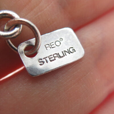 REO CO. Sterling Silver Antique Art Deco Repousse Hand Mirror Oxidized Pendant