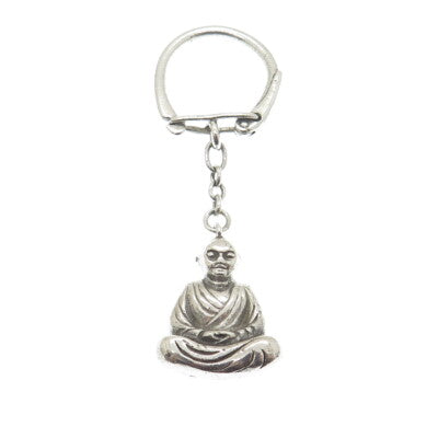 925 Sterling Silver Vintage Buddha Fob Key Chain Ring Holder