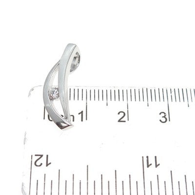 925 Sterling Silver Round-Cut C Z Modernist Minimalist Slide Charm Pendant