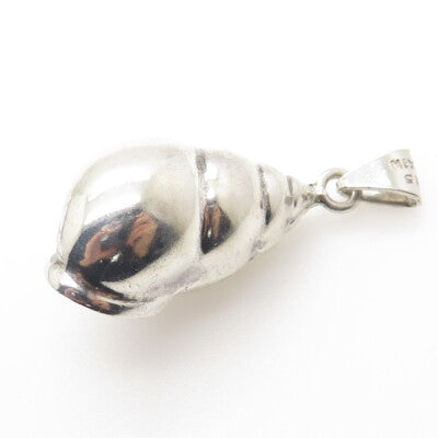925 Sterling Silver Vintage Mexico Seashell 3D Pendant
