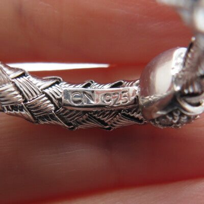 925 Sterling Silver Real Round-Cut Diamond Woven Band Ring Size 5.75