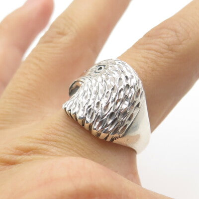 LITTLE SILVER FOX 925 Sterling Silver Vintage Eagle Adjustable Ring Size 9.25
