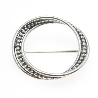 925 Sterling Silver Vintage Interlocked Multi-Circle Pin Brooch