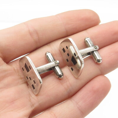 925 Sterling Silver Vintage Modernist Spotted Cufflinks