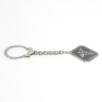 925 Sterling Silver Vintage Mexico Caduceus Key Ring w/Chain