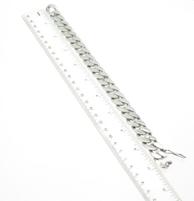 800 Silver Vintage Egypt Flat Cuban Link Solid 117.7g Bracelet 9.75"