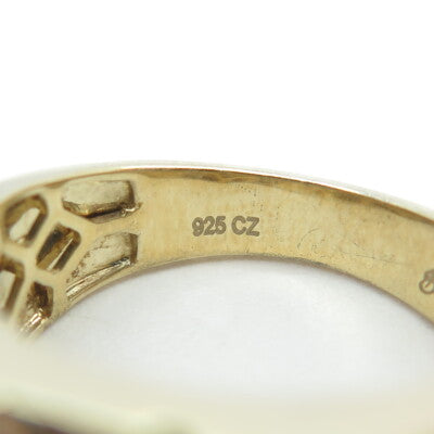 925 Sterling Silver Gold Plated Round-Cut Shaped C Z Ring Size 10.25