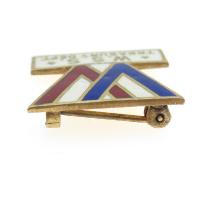 GREENDUCK 925 Sterling Silver GP Enamel Antique '30s War Finance Corporation Pin