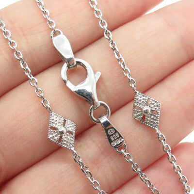 925 Sterling Silver Floral Rhombus By The Yard Chain Necklace 18"