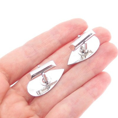 925 Sterling Silver Vintage Modernist Teardrop Cufflinks Pat. 2472958