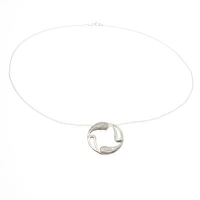 925 Sterling Silver Italy Modernist Pendant Rolo Chain Necklace 18"